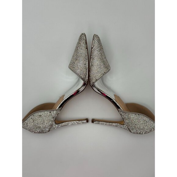 Windsor Silver Rhinestone Pointed Toe Clear Stiletto Heels Womens Shoes Size 8 - Picture 11 of 11